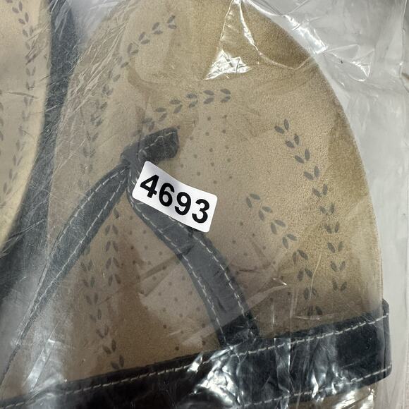 Ecco Sandal Womens 11.5 Black Leather Comfort Slip on Strappy Adustable Cork - Picture 13 of 13